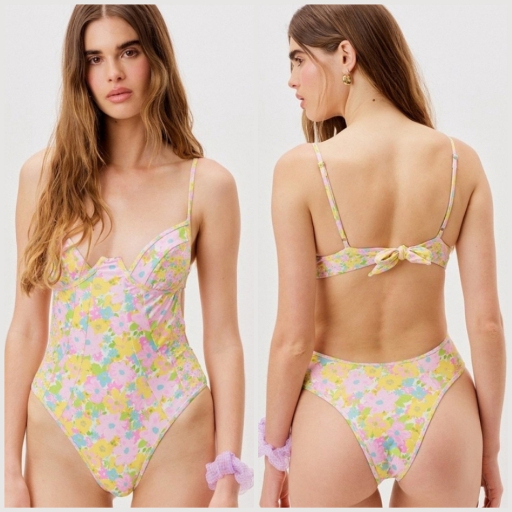 NWT For Love & Lemons Zinnia One-piece Pastel Floral